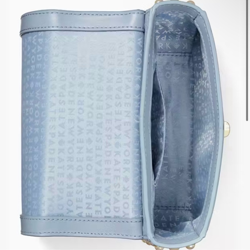 Kate Spade Elegant Pearl-Stud Light Blue Top-Handle Women's Bag EUC - Picture 6 of 15